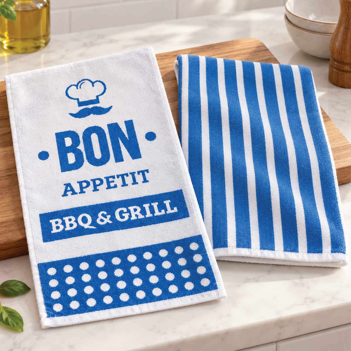 Paño Cocina Felpa Diseño BBQ Pack x2