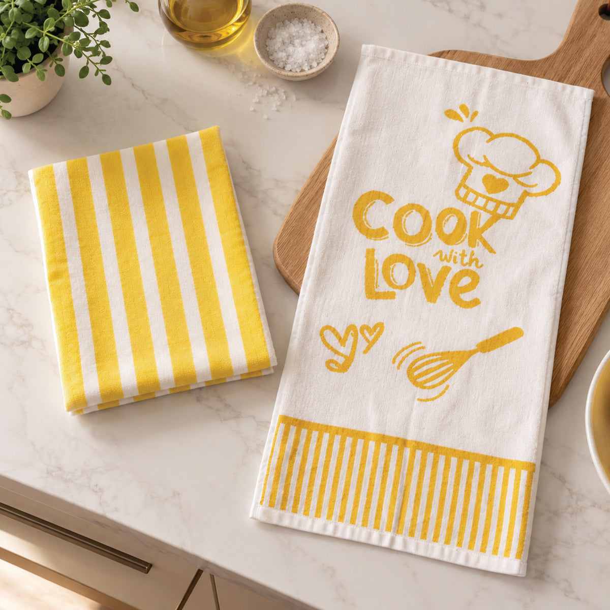 Paño Cocina Felpa Diseño Love- Pack x2