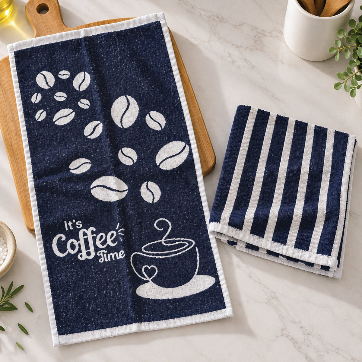 Paño Cocina Felpa Diseño Coffee- Pack x2