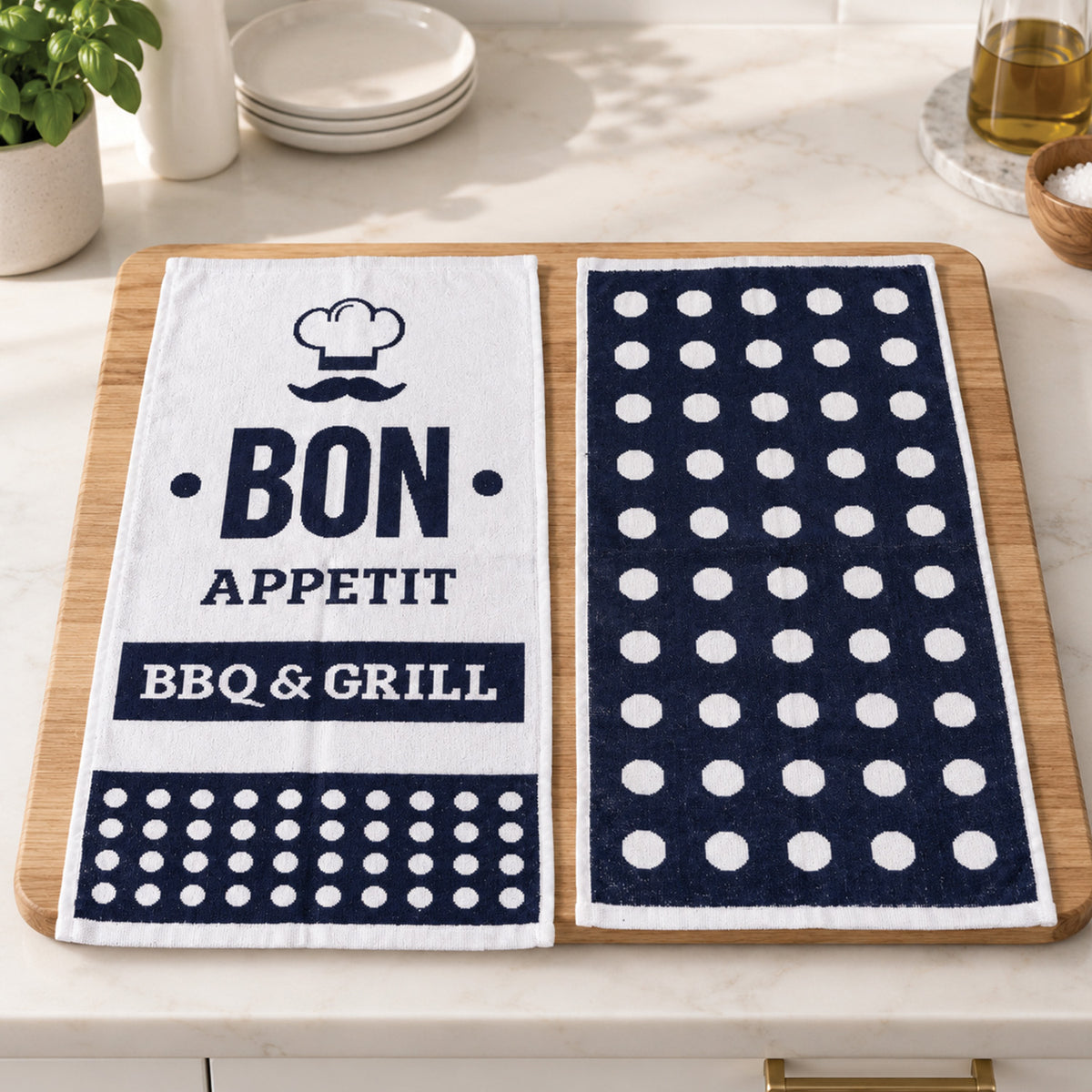 Paño Cocina Felpa Diseño BBQ Pack x2