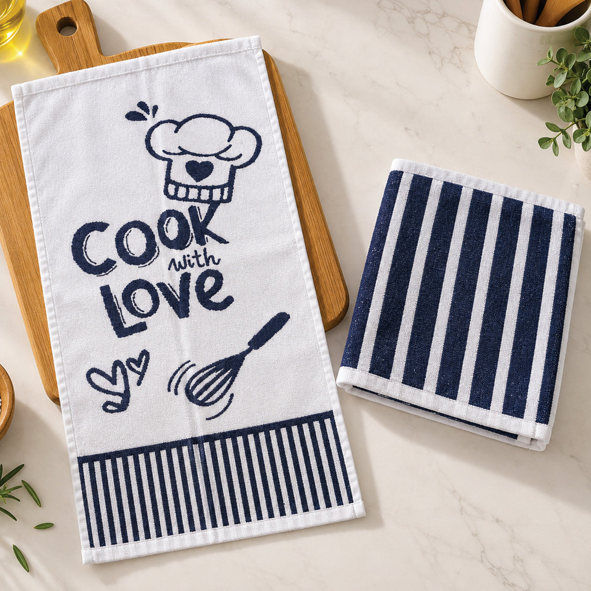 Paño Cocina Felpa Diseño Love- Pack x2