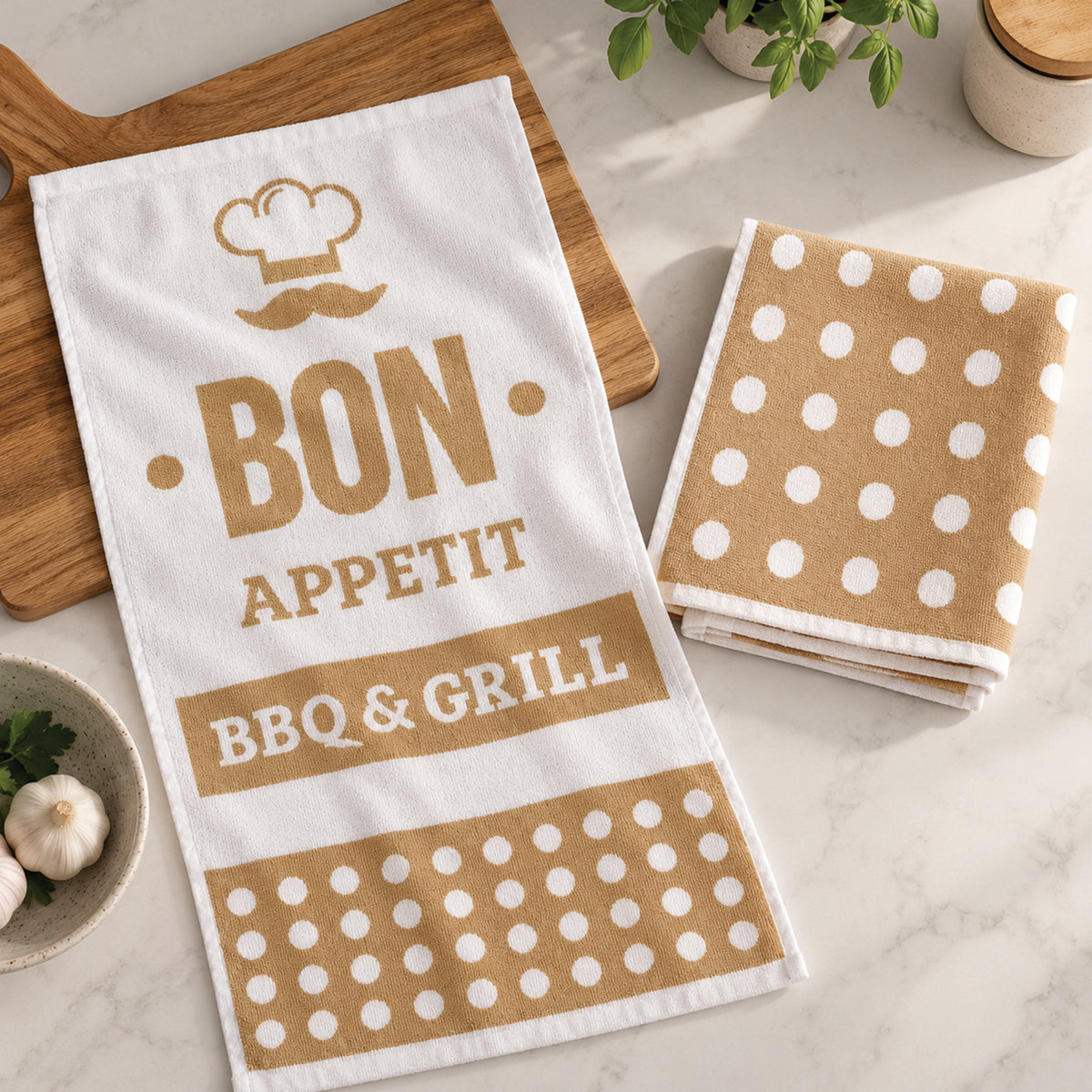 Paño Cocina Felpa Diseño BBQ Pack x2