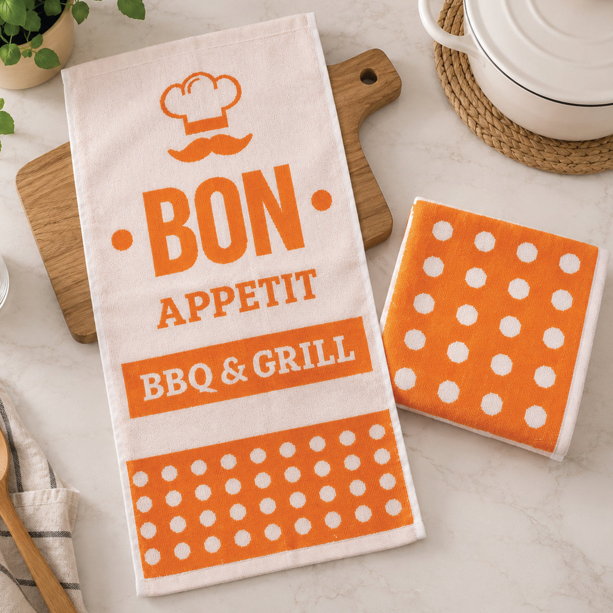 Paño Cocina Felpa Diseño BBQ Pack x2