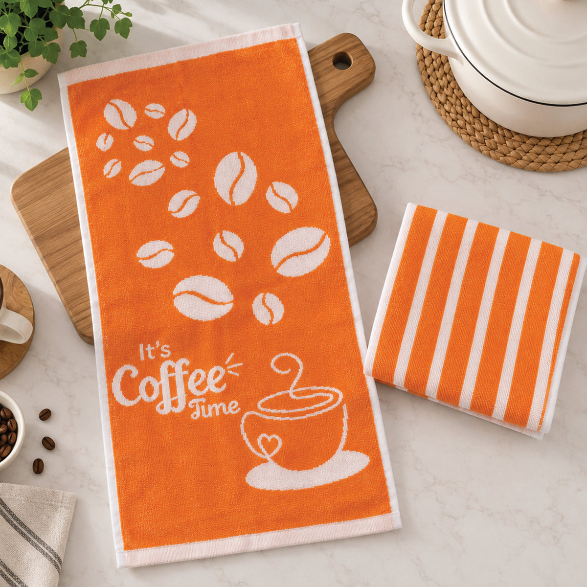 Paño Cocina Felpa Diseño Coffee- Pack x2