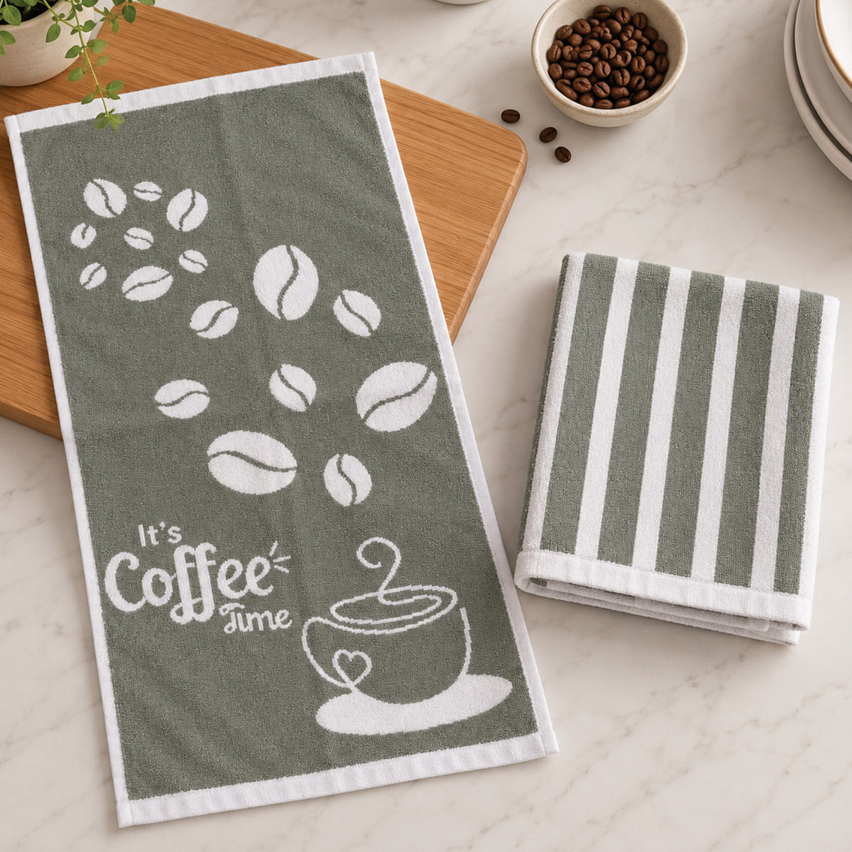 Paño Cocina Felpa Diseño Coffee- Pack x2