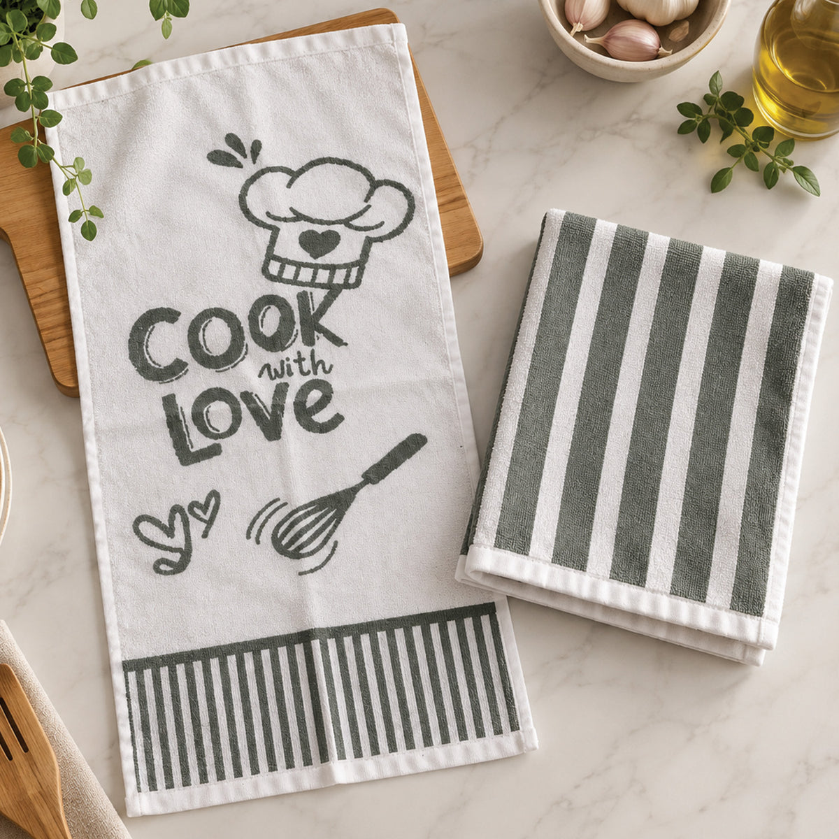 Paño Cocina Felpa Diseño Love- Pack x2