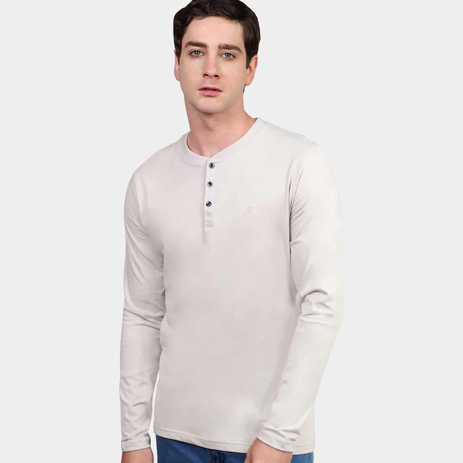 Polo Manga Larga Henley para Hombre