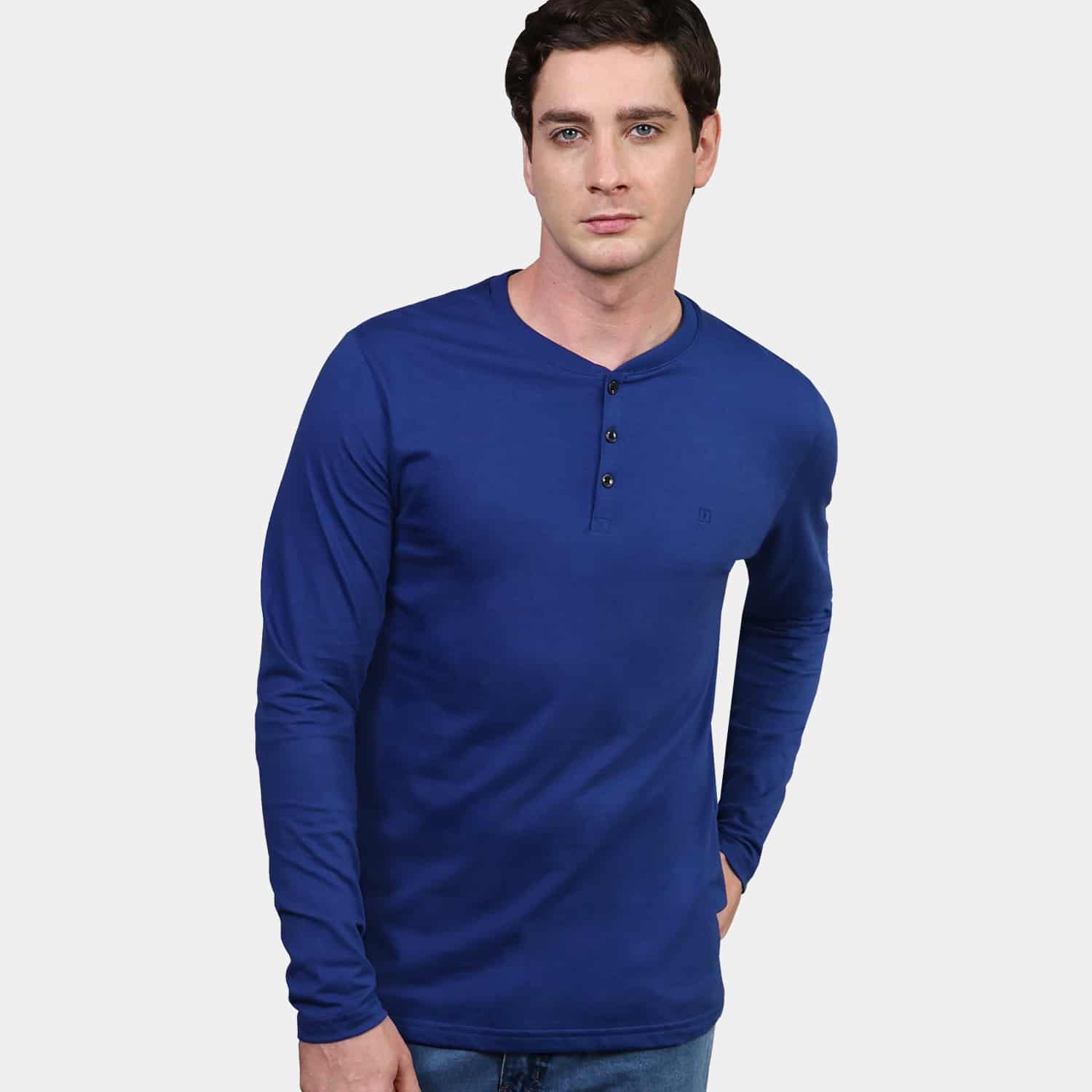 Polo Manga Larga Henley para Hombre