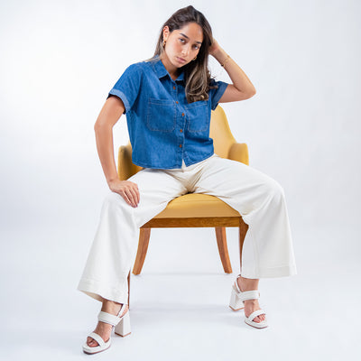 Blusa para Dama Crop Denim