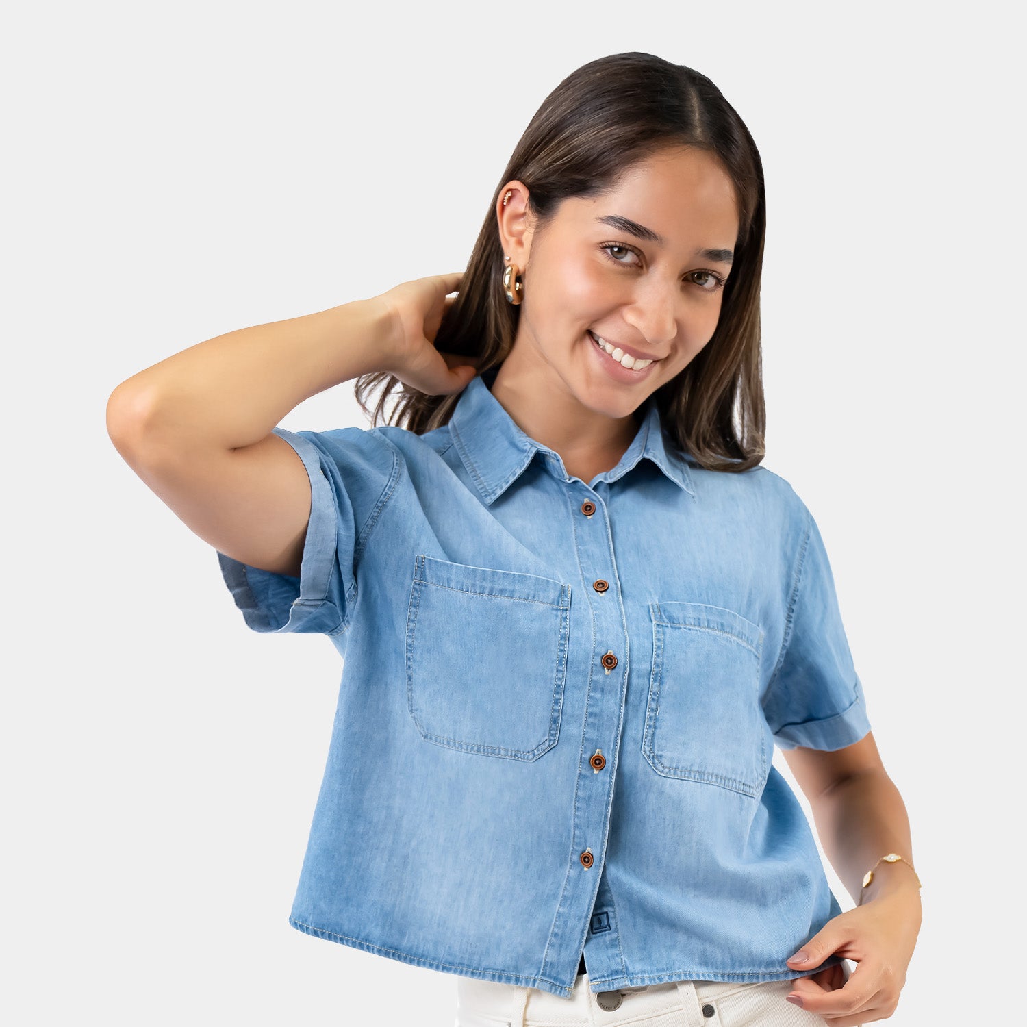 Blusa para Dama Crop Denim