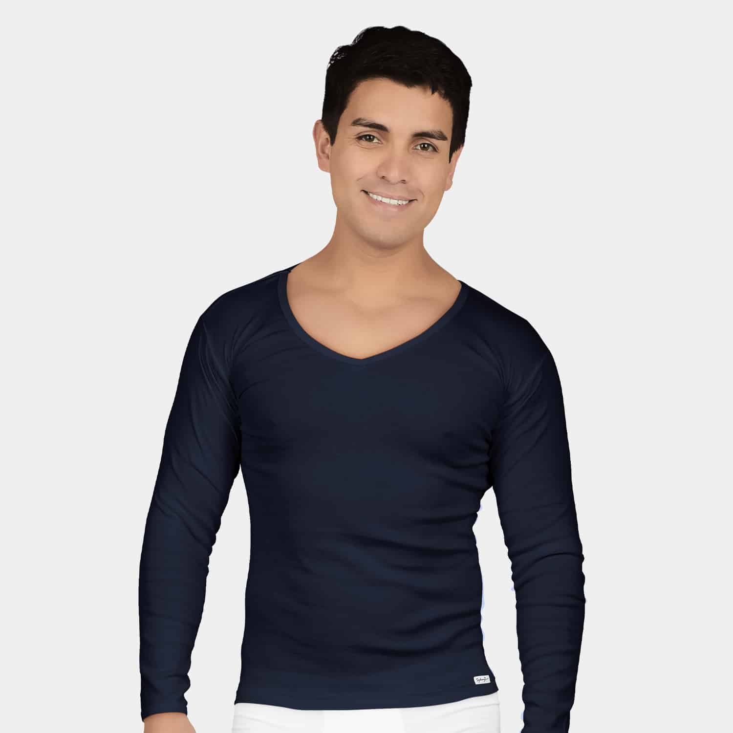 Polo Cuello V Manga Larga Hombre