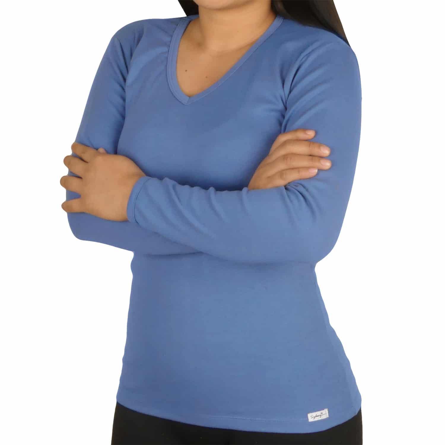 Polo Cuello V Manga Larga Mujer