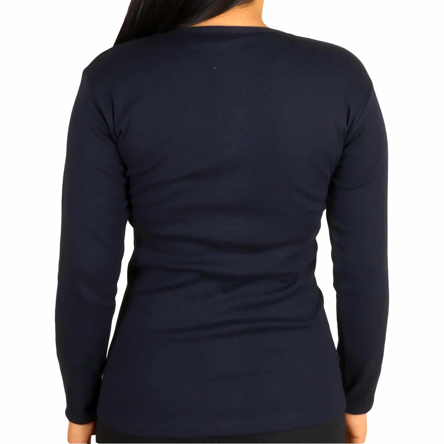 Polo Cuello V Manga Larga Mujer