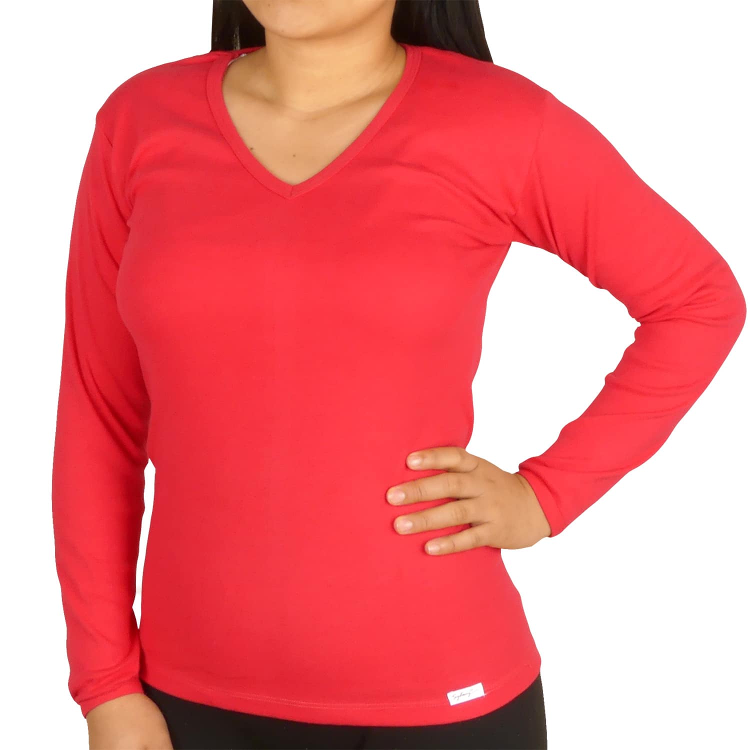 Polo Cuello V Manga Larga Mujer