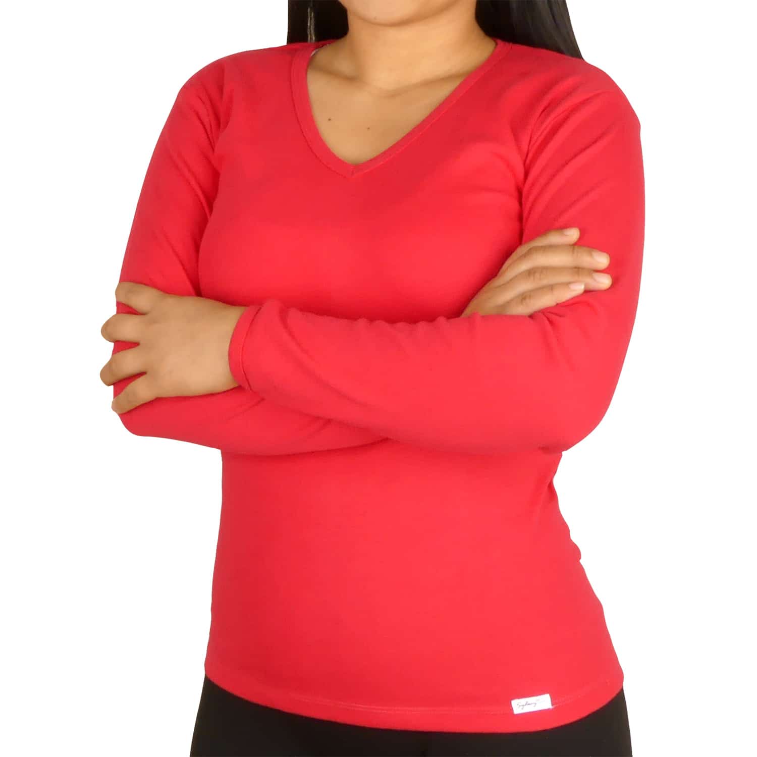 Polo Cuello V Manga Larga Mujer