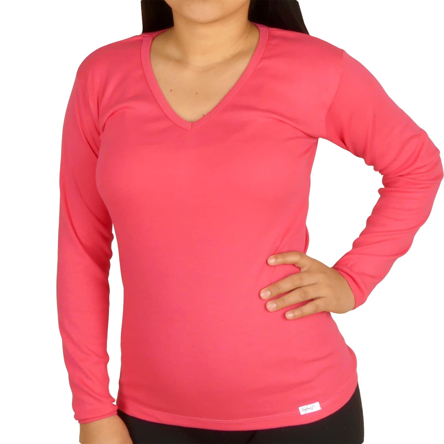 Polo Cuello V Manga Larga Mujer