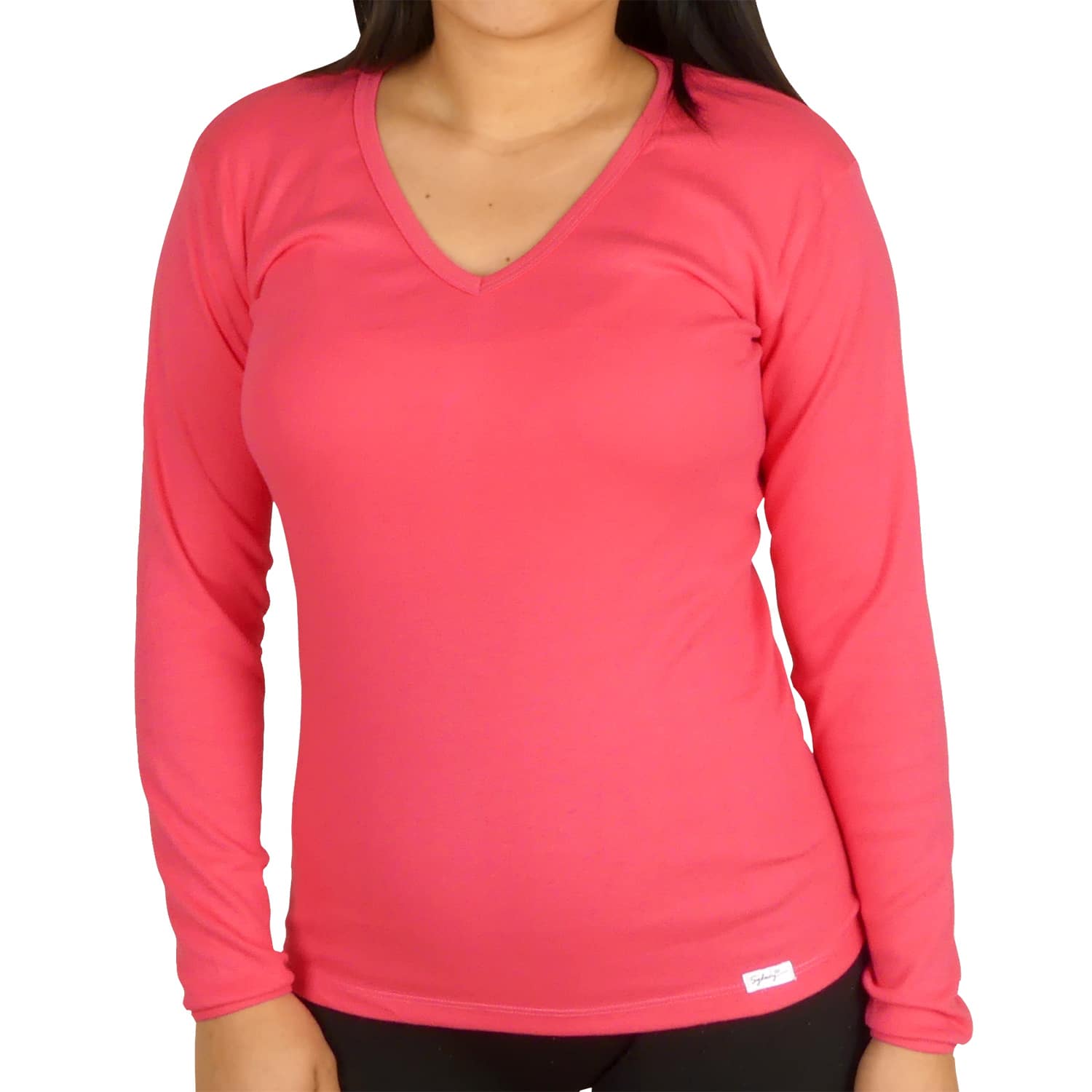 Polo Cuello V Manga Larga Mujer