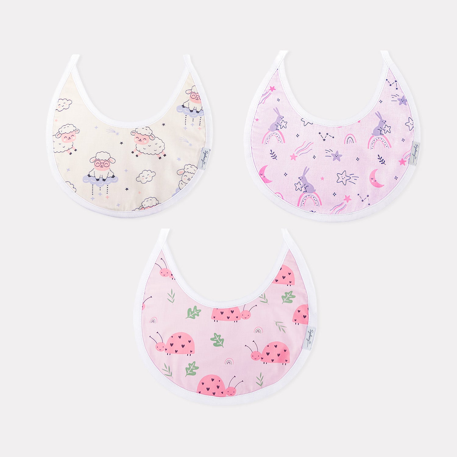 Baberos Estampado para Niñas – Pack x3