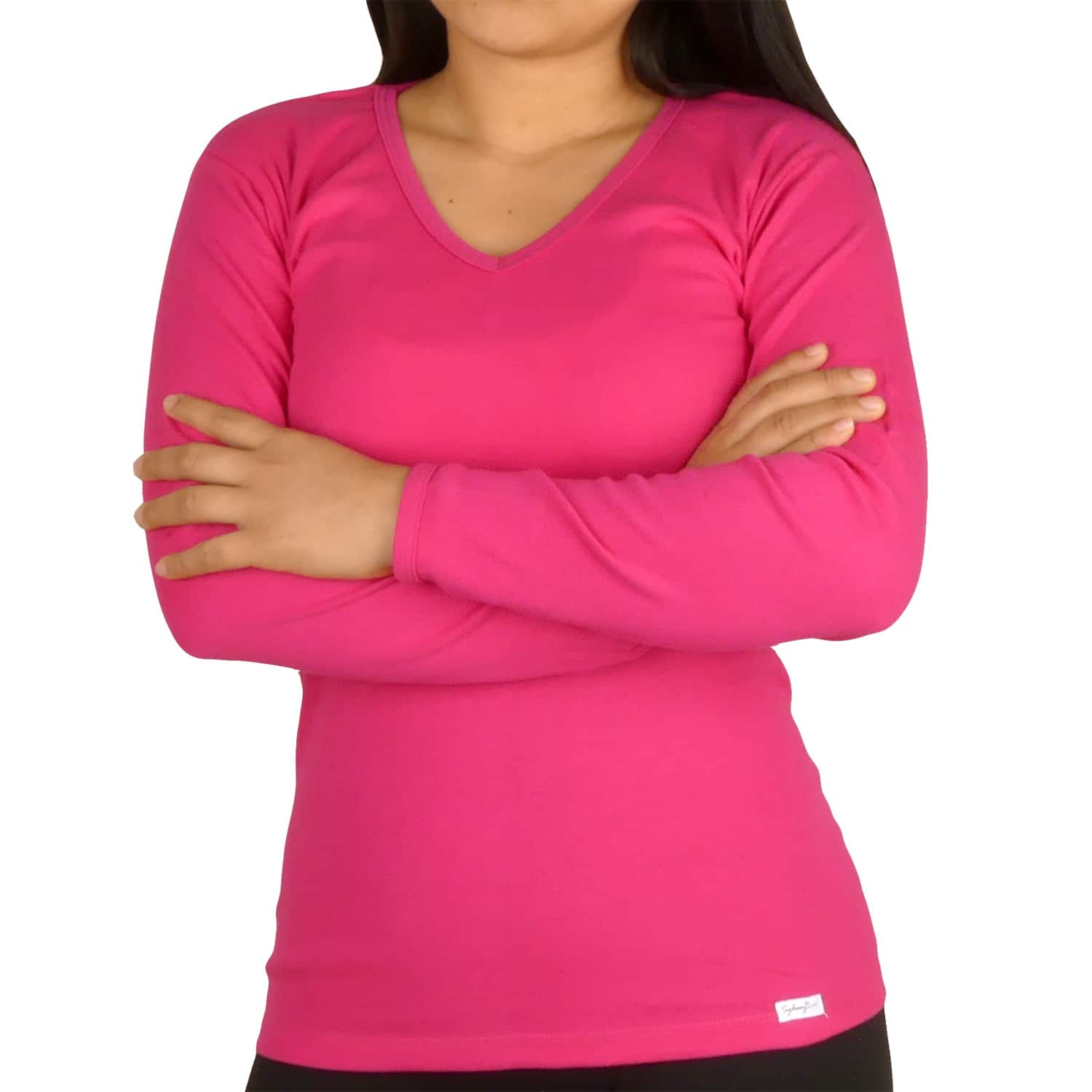 Polo Cuello V Manga Larga Mujer