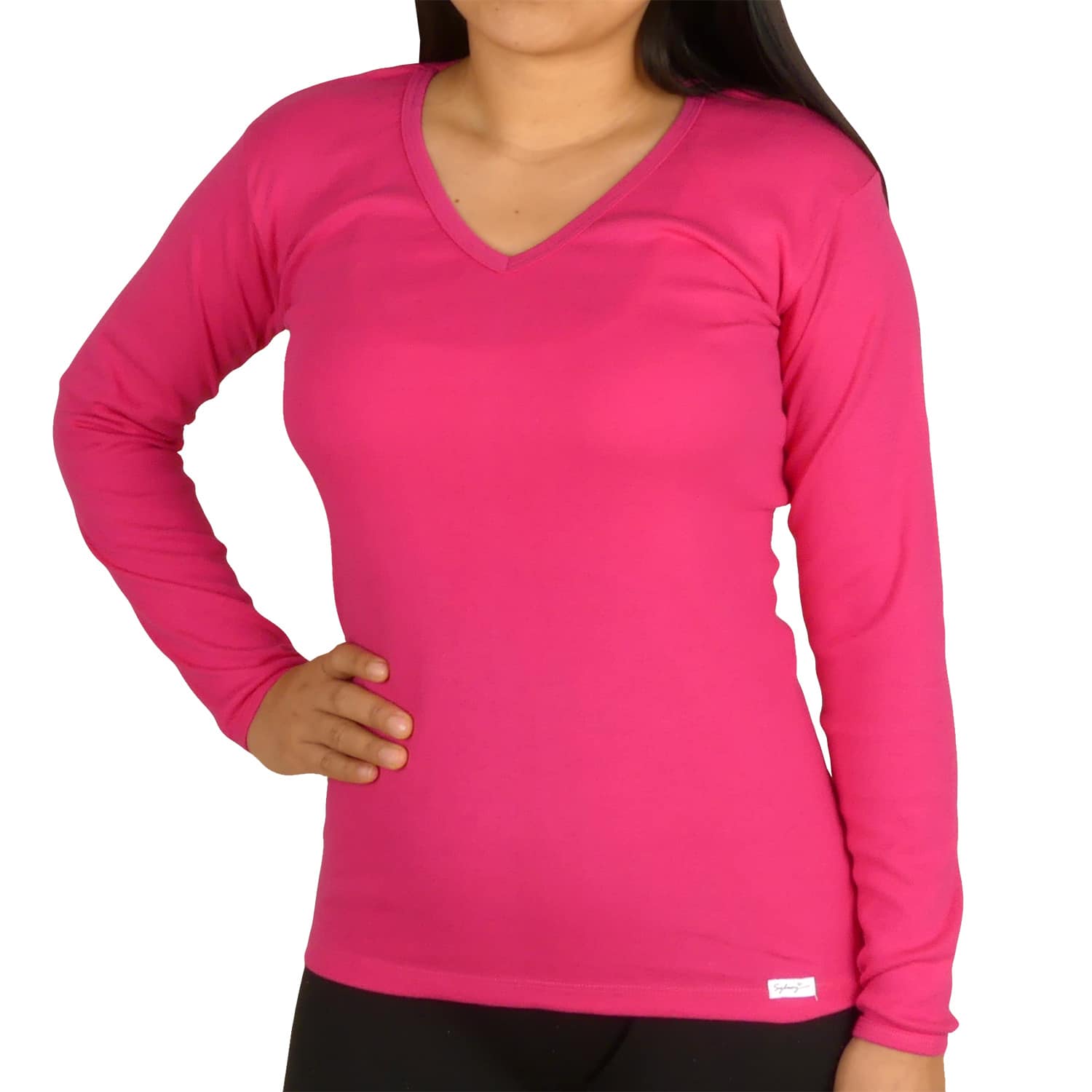 Polo Cuello V Manga Larga Mujer