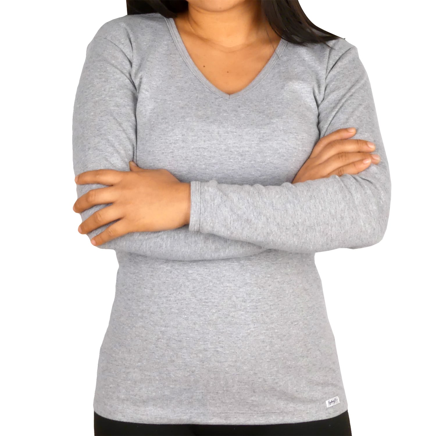 Polo Cuello V Manga Larga Mujer