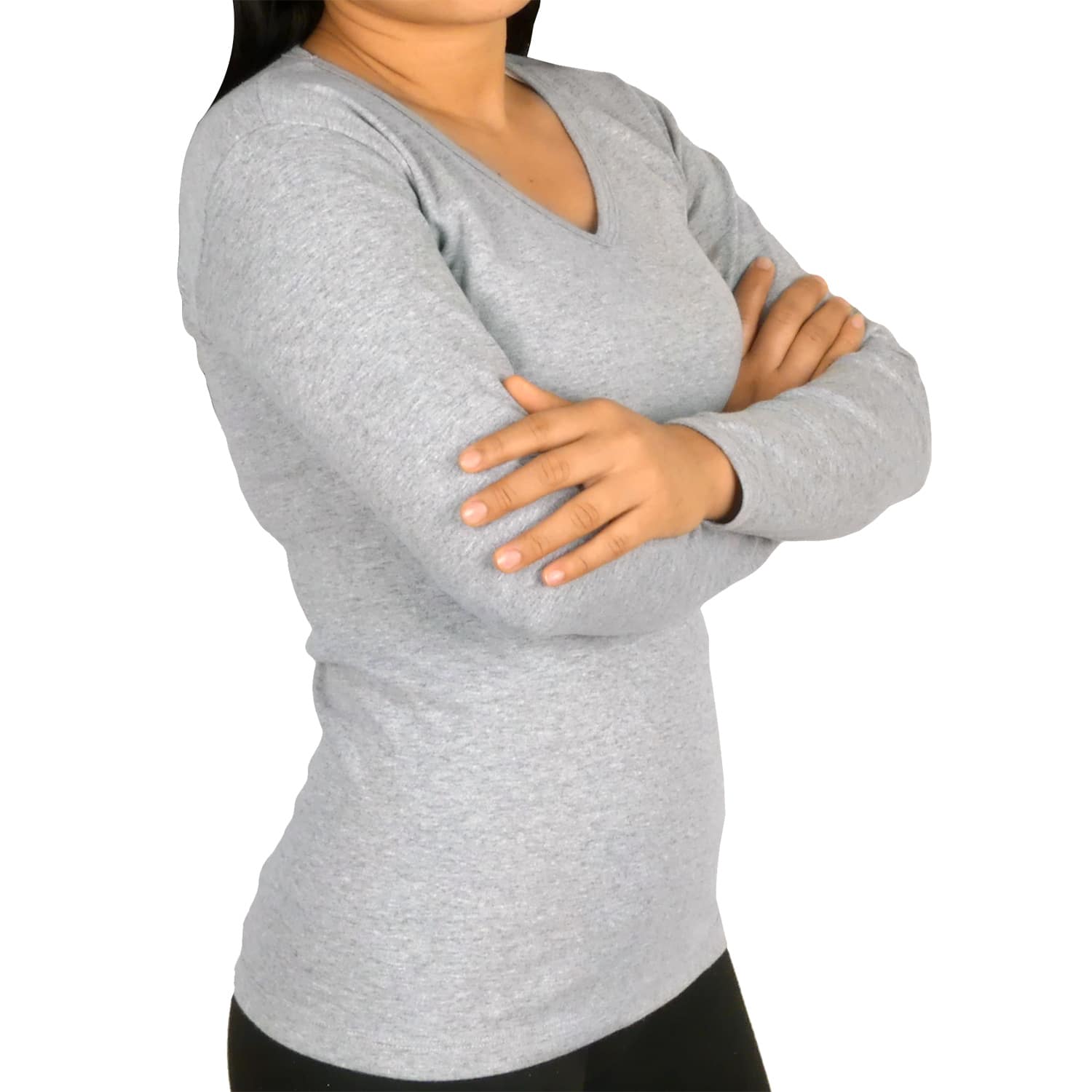 Polo Cuello V Manga Larga Mujer