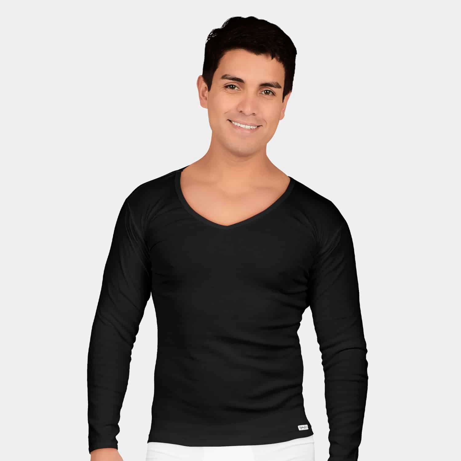 Polo Cuello V Manga Larga Hombre