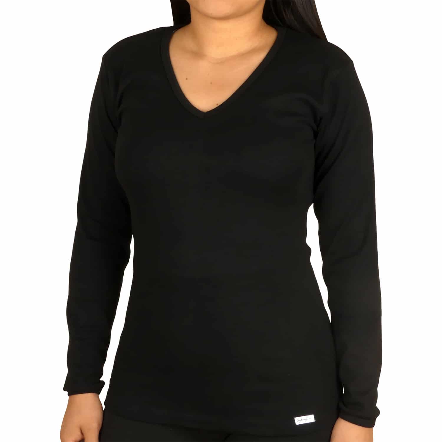 Polo Cuello V Manga Larga Mujer