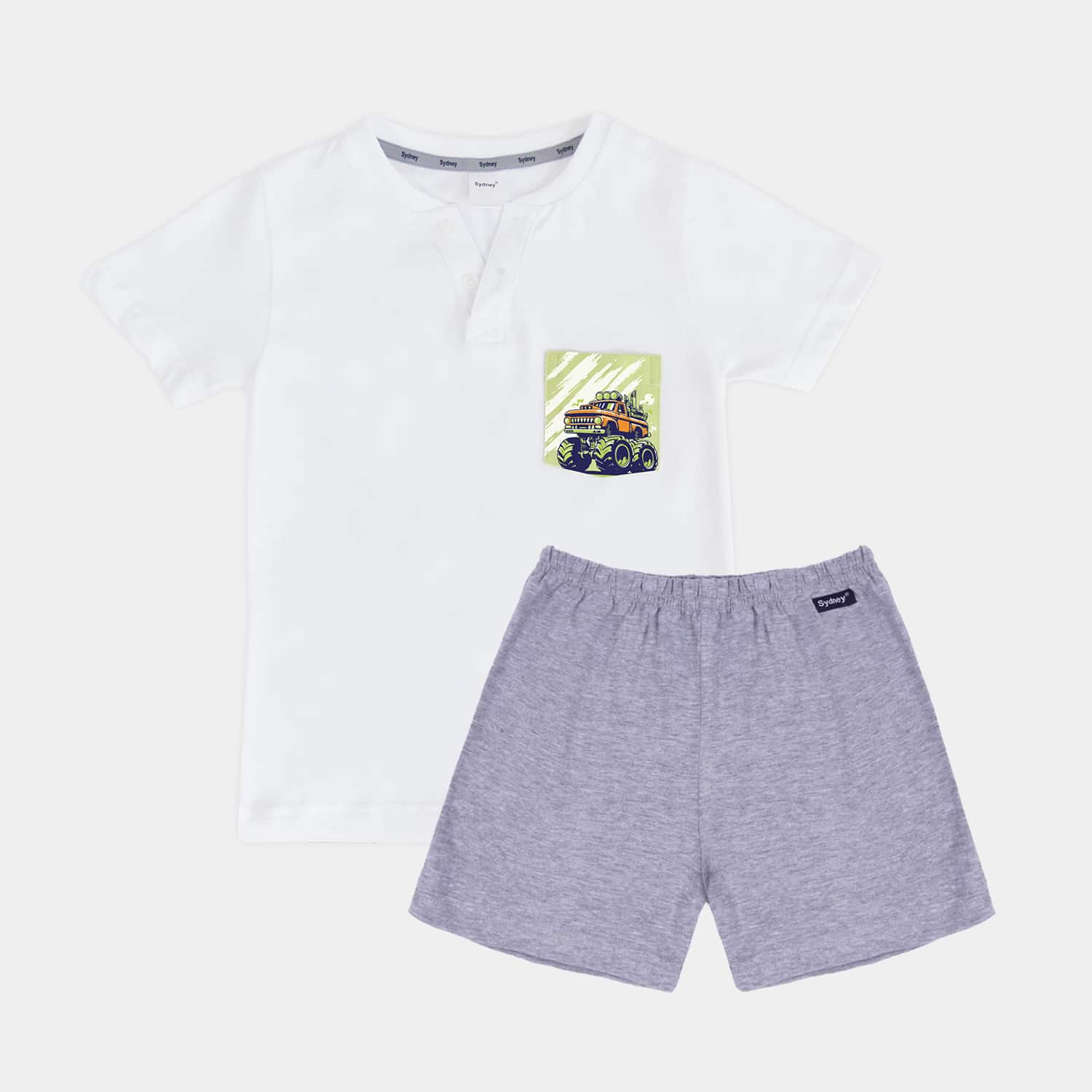 Conjunto Estampado Cuello V C/bolsillo para Niños