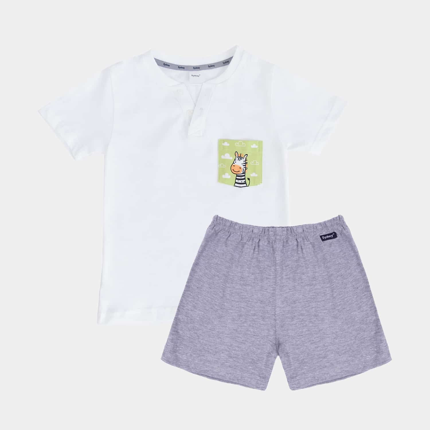 Conjunto Estampado Cuello V C/bolsillo para Niños