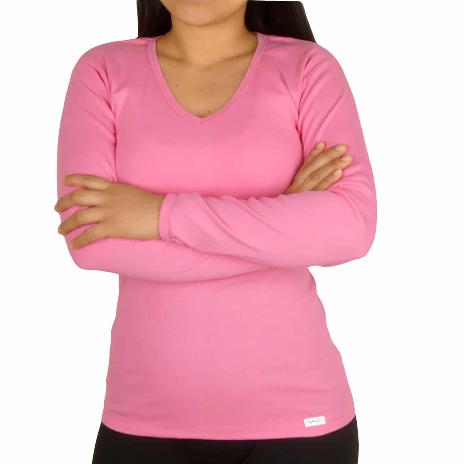 Polo Cuello V Manga Larga Mujer