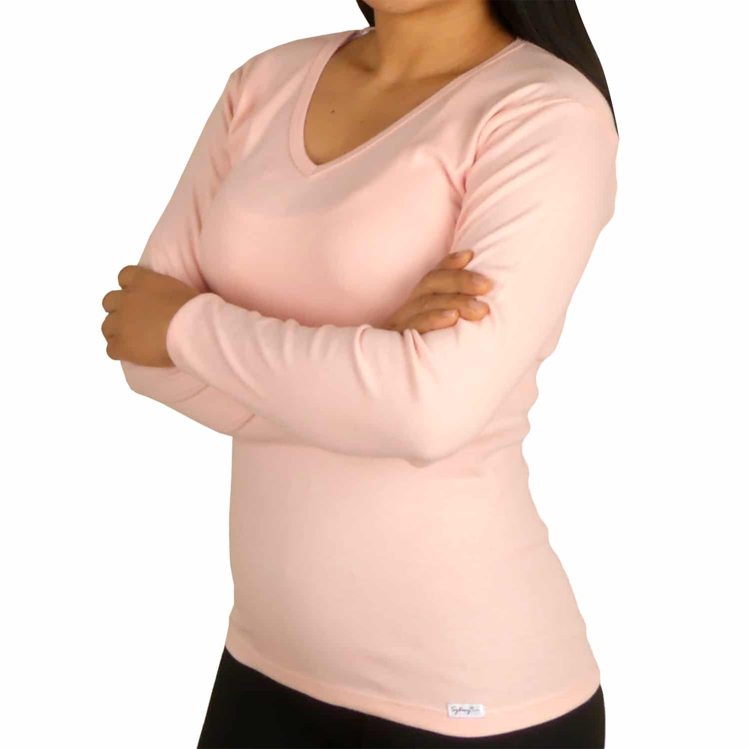 Polo Cuello V Manga Larga Mujer