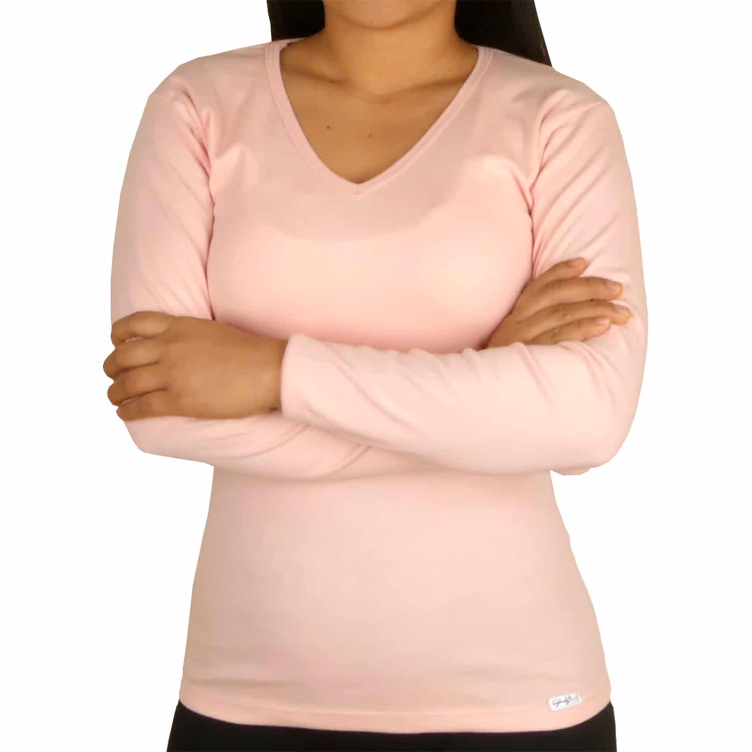 Polo Cuello V Manga Larga Mujer