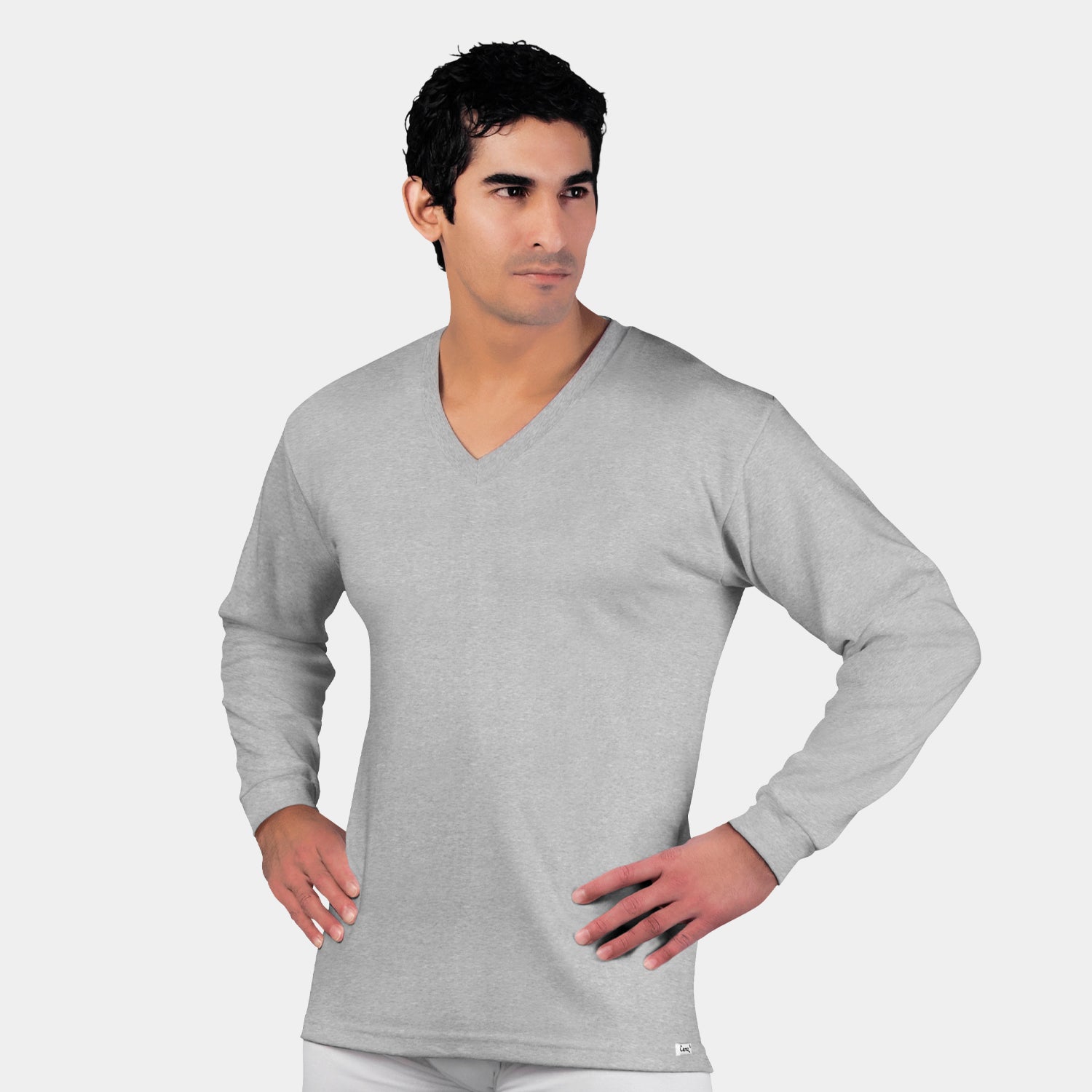 Polo Cuello V para Hombre Manga Larga de Invierno