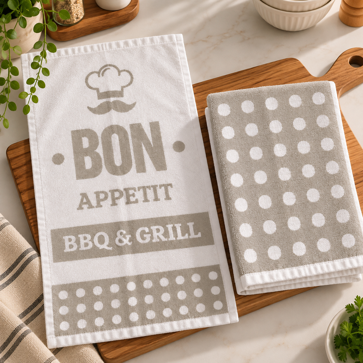 Paño Cocina Felpa Diseño BBQ Pack x2