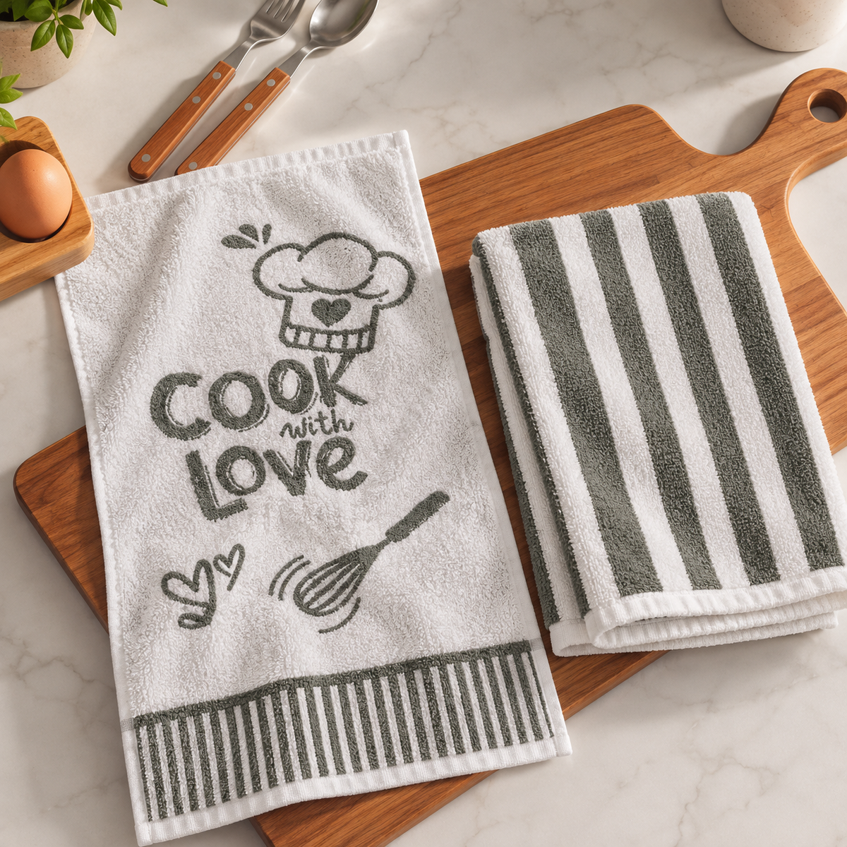 Paño Cocina Felpa Diseño Love- Pack x2
