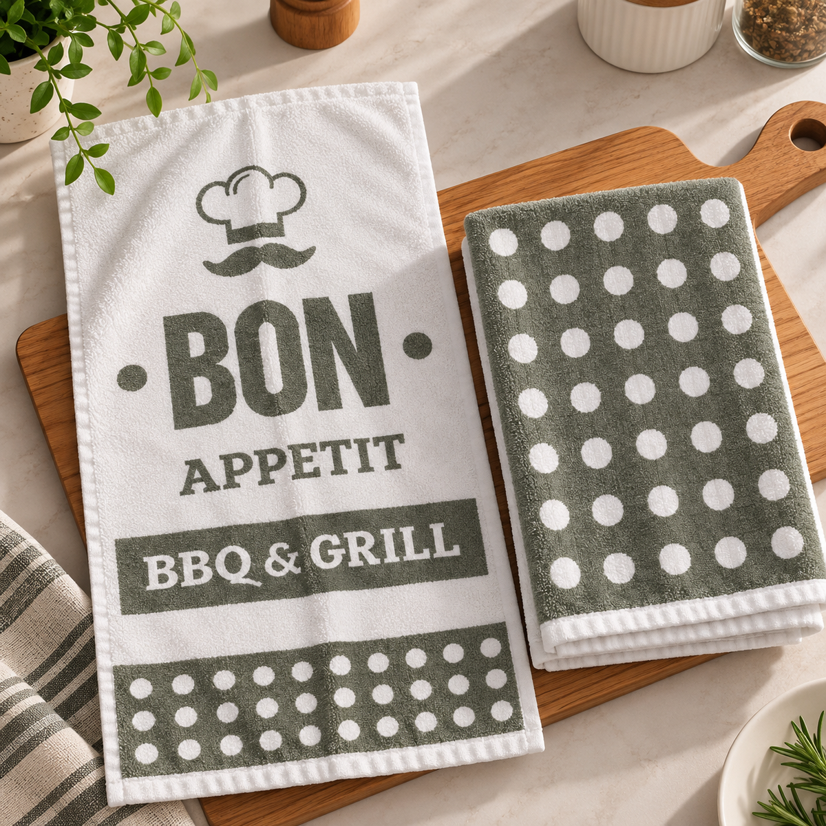 Paño Cocina Felpa Diseño BBQ Pack x2