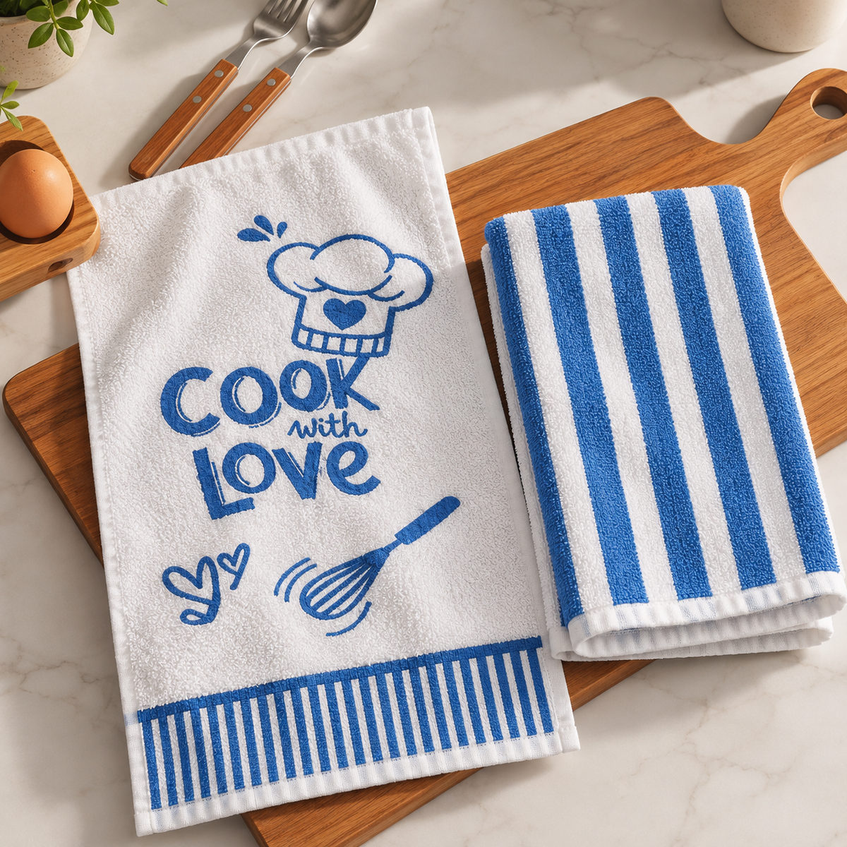 Paño Cocina Felpa Diseño Love- Pack x2