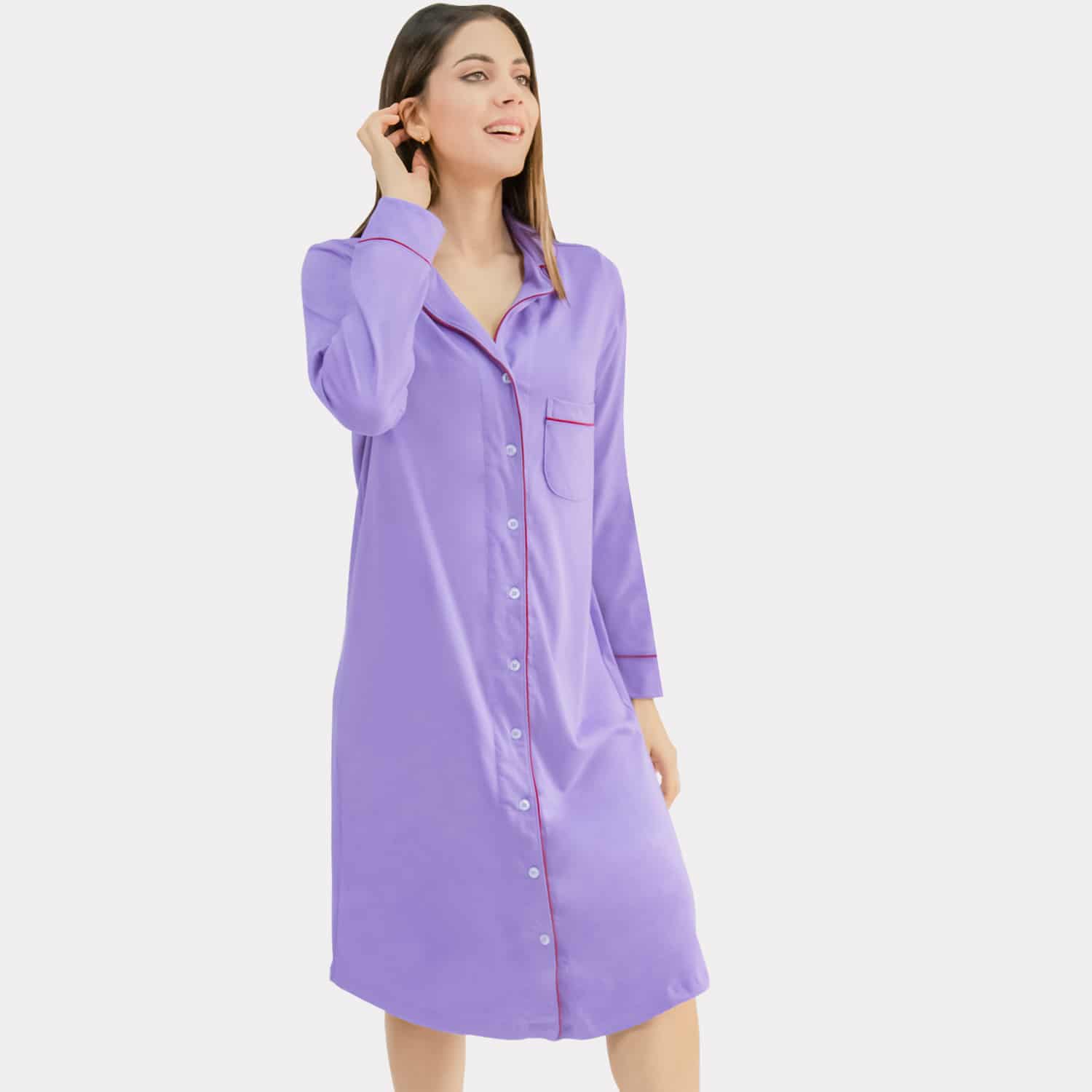 Camisón Manga Larga Con Botones