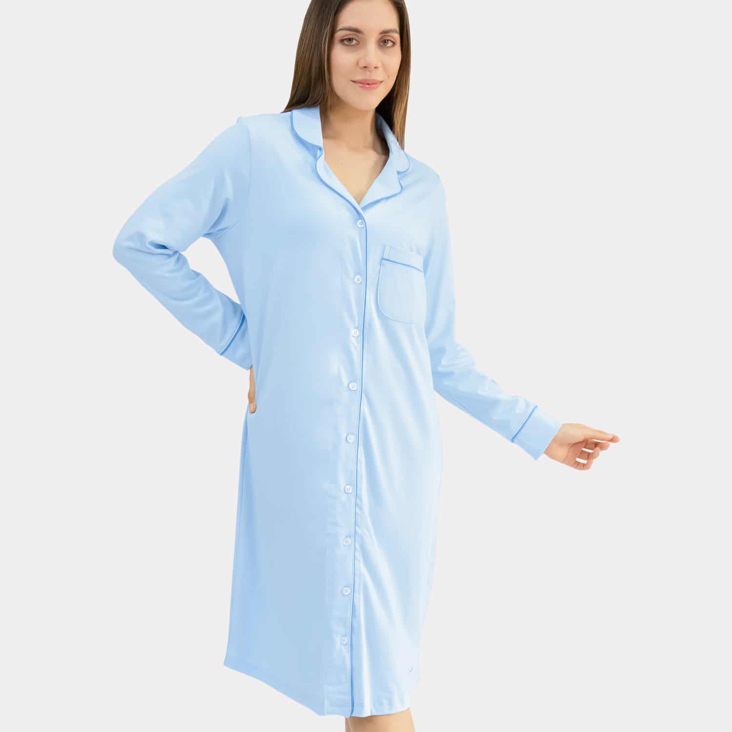 Camisón Manga Larga Con Botones