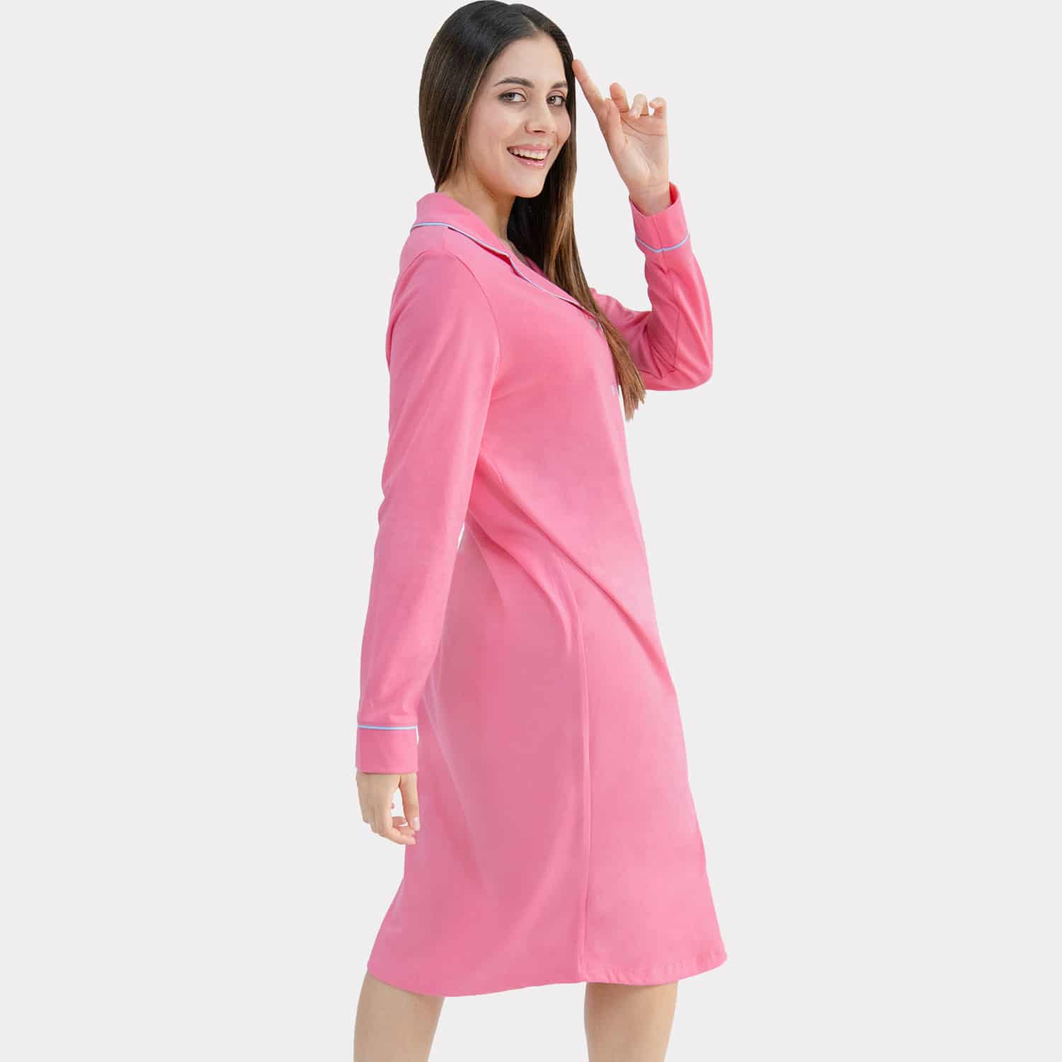 Camisón Manga Larga Con Botones