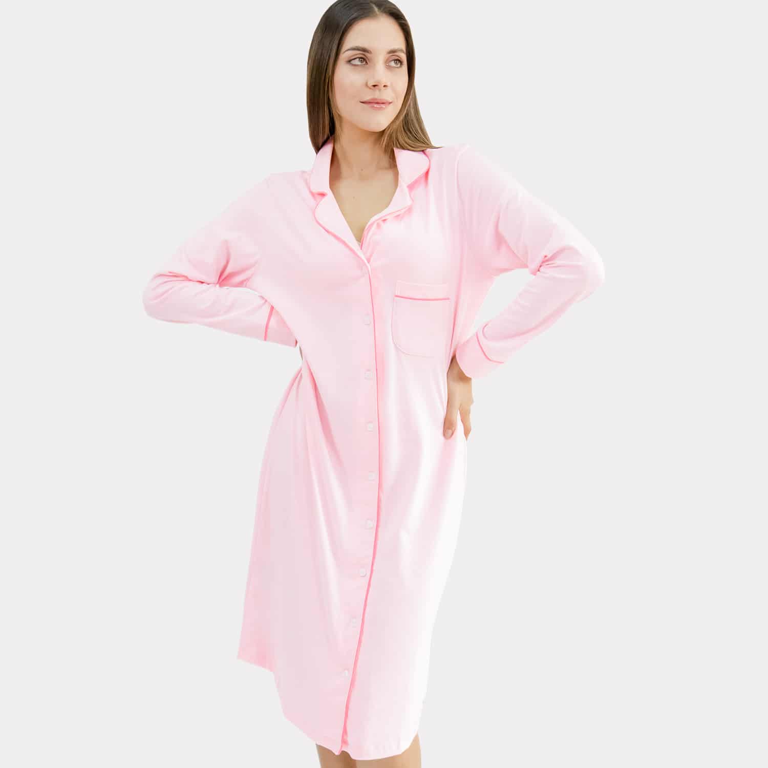 Camisón Manga Larga Con Botones