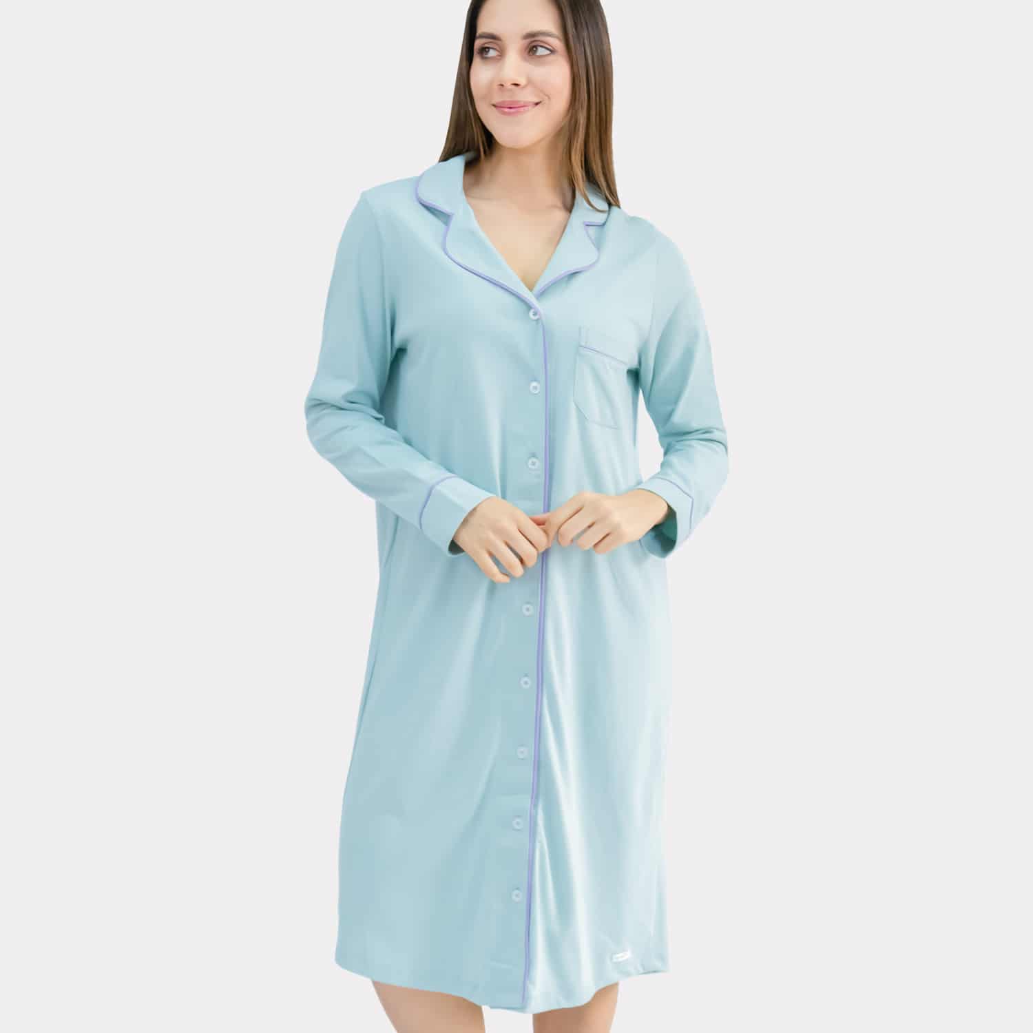 Camisón Manga Larga Con Botones