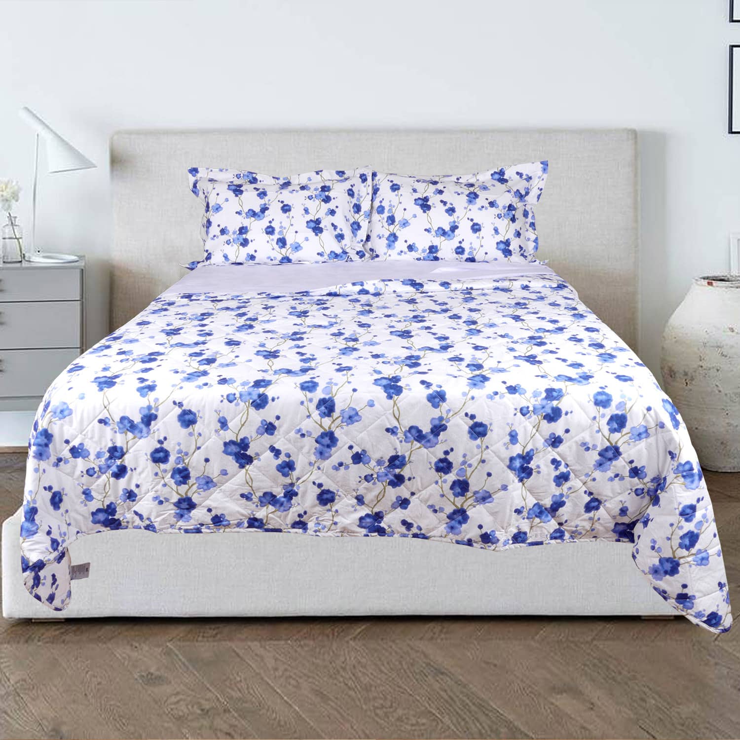 Cubrecama Antialérgico Flores Azules