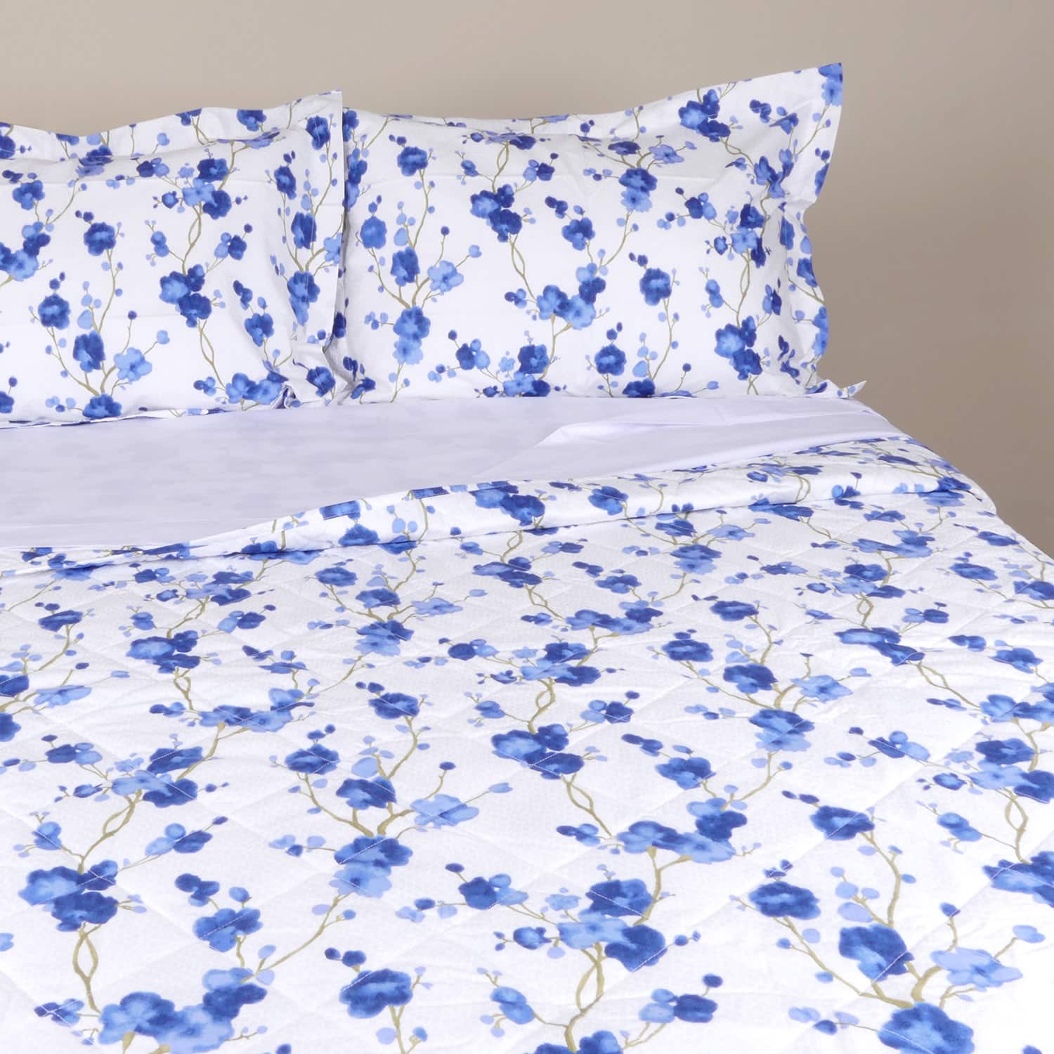 Cubrecama Antialérgico Flores Azules
