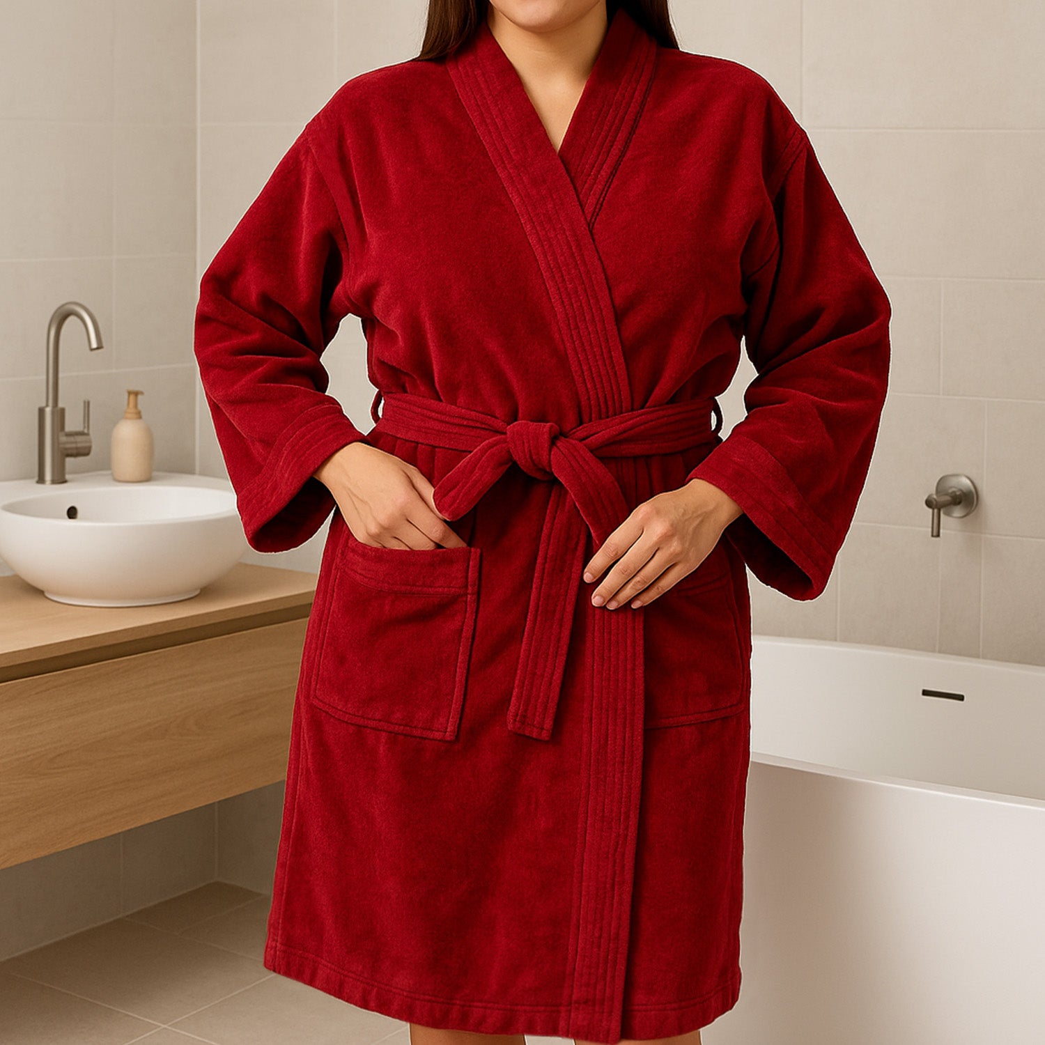 Bata de Baño para Adultos Aterciopelada - Algodón Felpa