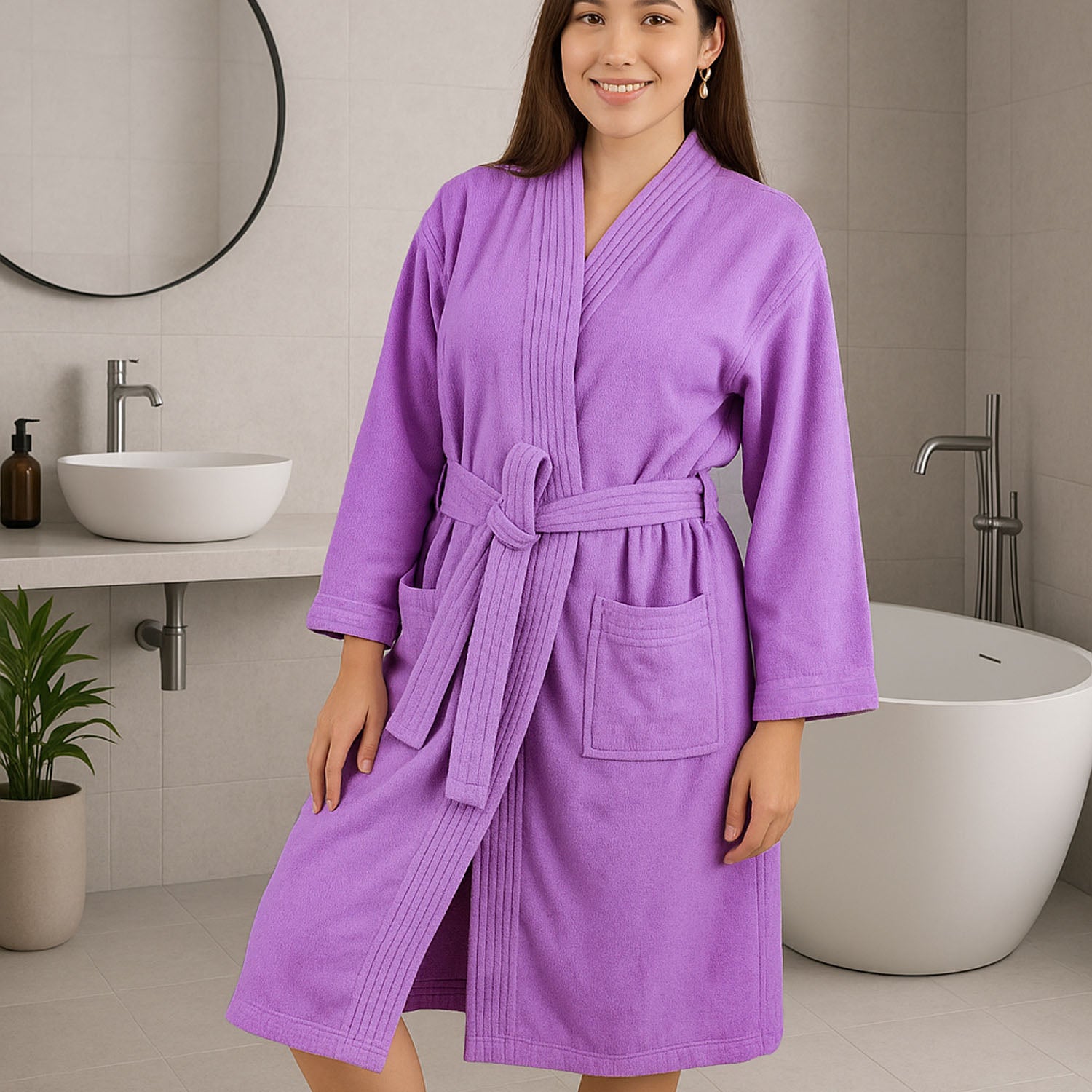 Bata de Baño para Adultos Aterciopelada - Algodón Felpa