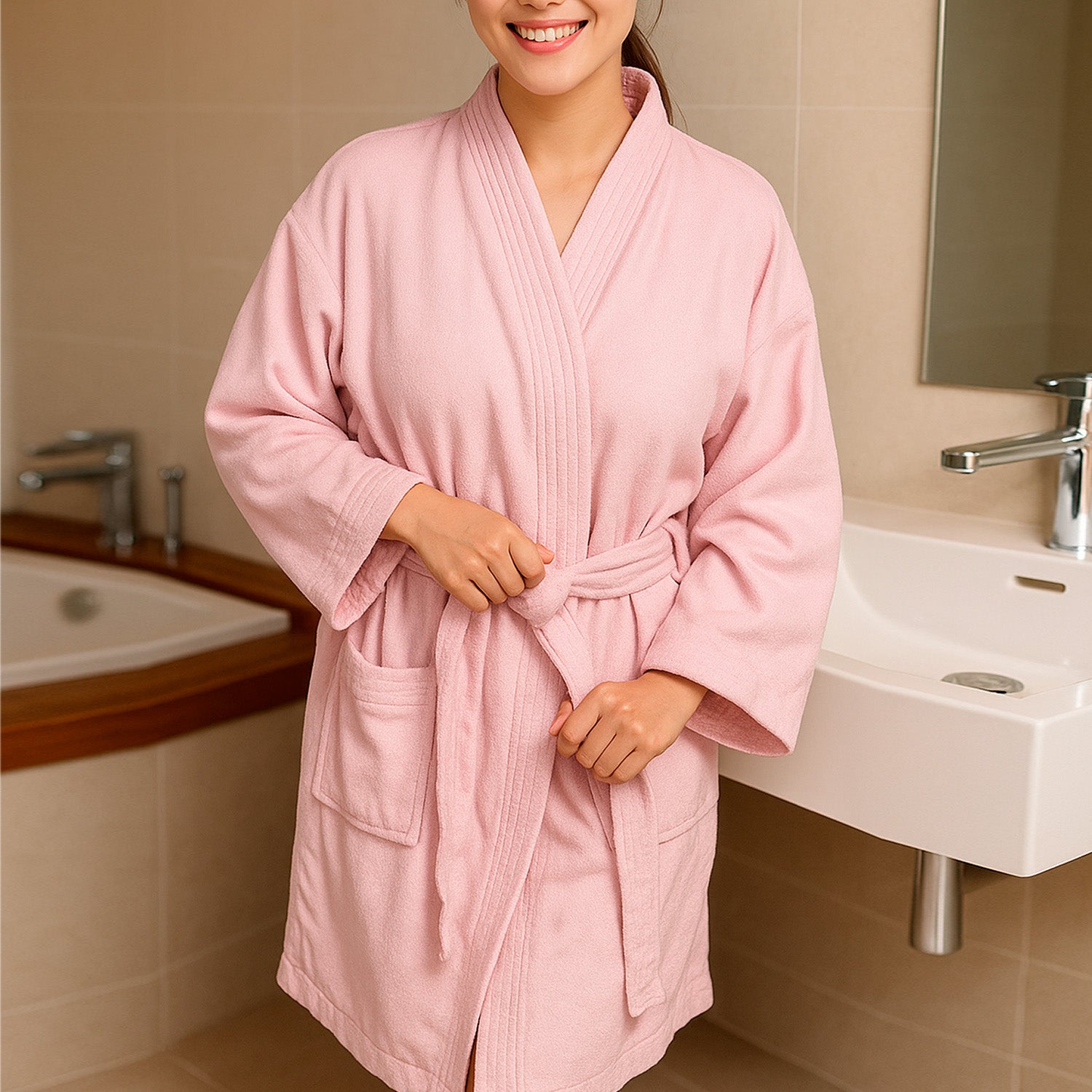 Bata de Baño para Adultos Aterciopelada - Algodón Felpa