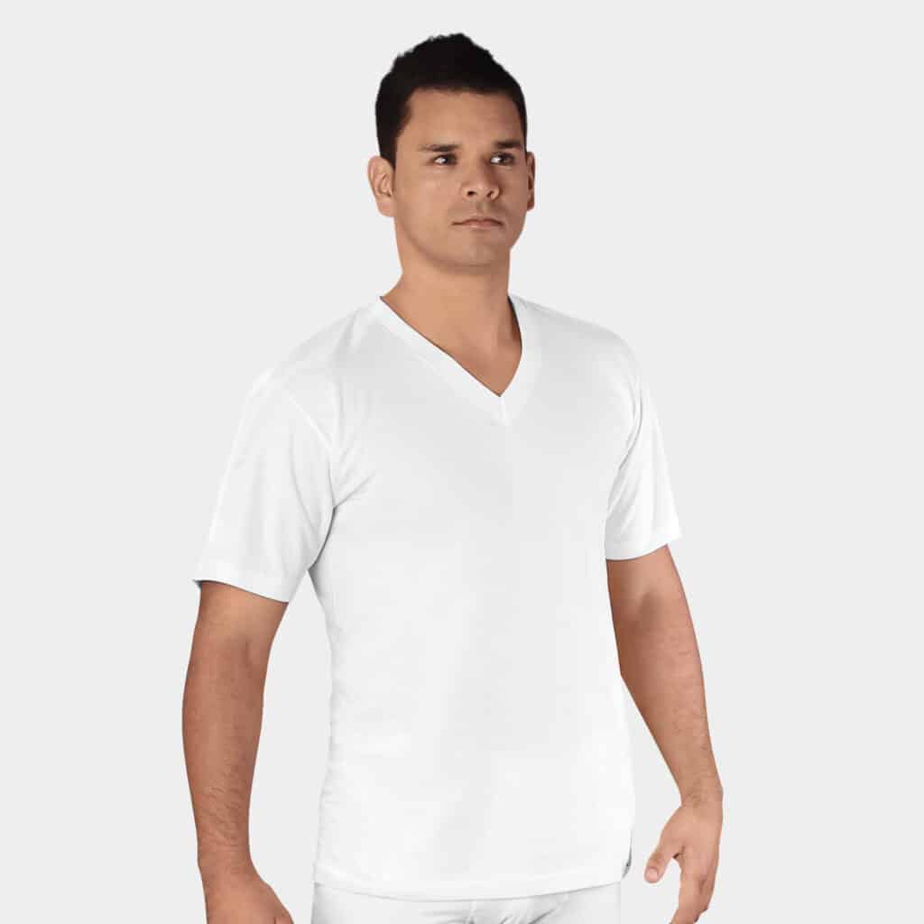 Camisas Elvqul De Hombre Manga Corta Liso Casuales Azul Marino Cuello V