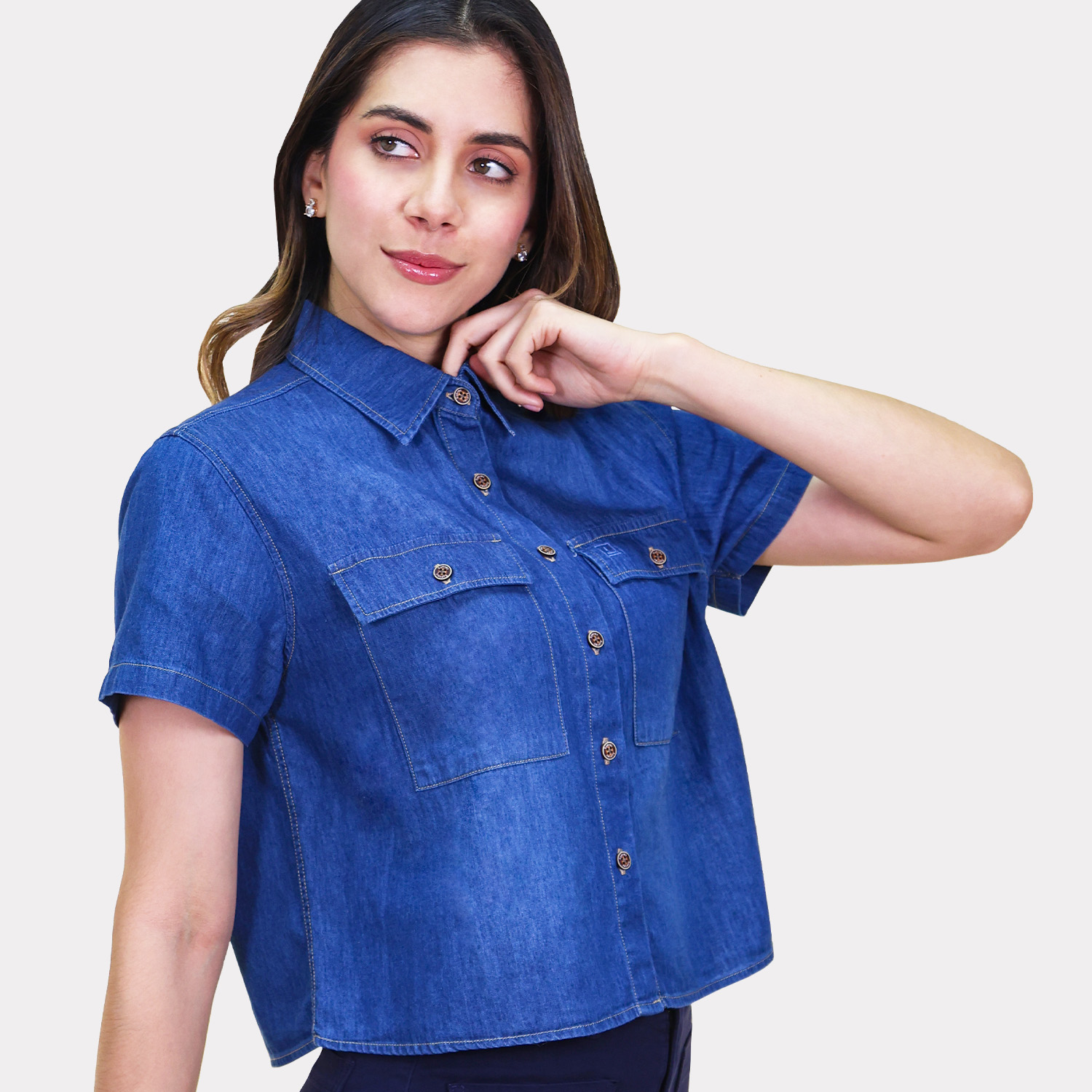 Homepage - AG56 BLUSA CROP DENIM AZUL 2 - Sydney